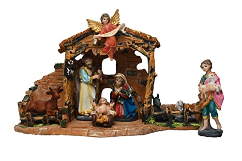 Image of KariGhar Nativity House Set /Crib House Set Perfect for Christmas|Gifting & Decoration ( Pack - Mary,Joseph,Baby Jesus, Angel, 3 Wise Men, The Shepherd & The Animals ) V0007