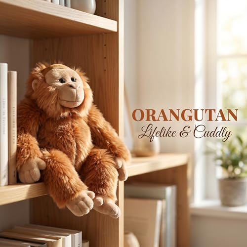 Tiny Heart Realistyczny goryl pluszowy, bardziej prawdziwy niż naturalny pluszak, prezent do wystroju domu, odpowiedni dla dzieci, dorosłych i miłośników zwierząt - orangutan.