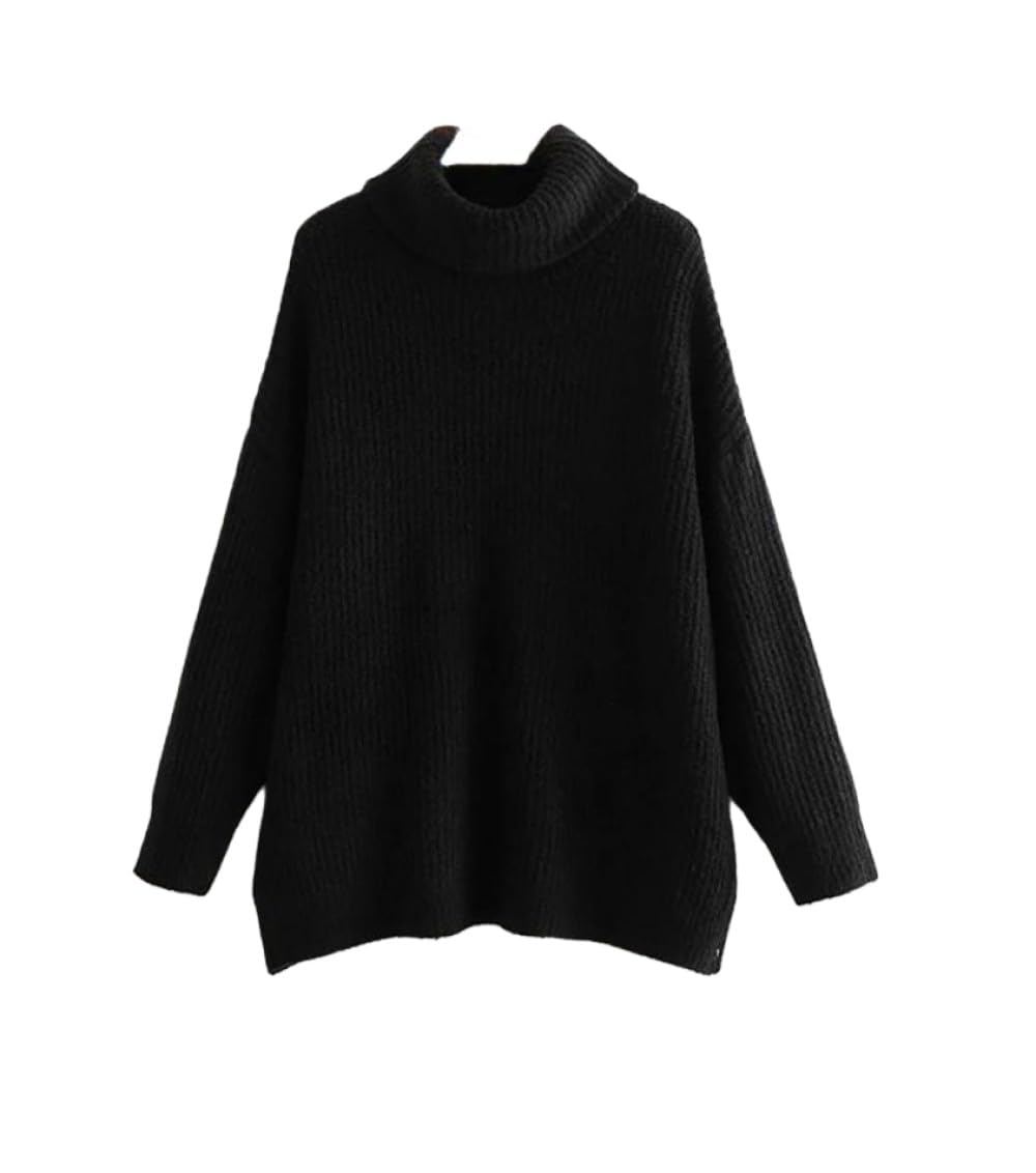Rollkragenpullover Für Damen, Bonbonfarben, Langärmelig, Leichter Pullover, Lässiger Pullover, Lockere Oberteile, Frühling, Winter, Herbst, Sweatshirt, Strickwaren, Schwarz, M
