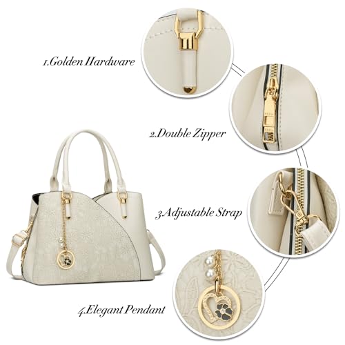 Image of KKXIU Triple Compartments Purses and Handbags for Women Fashion Ladies Satchel Shoulder Top Handle Bag