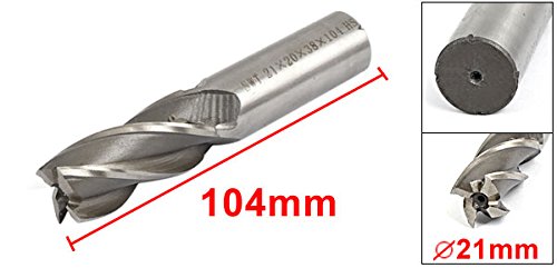 Image of uxcell 20mmx21mmx38mmx104mm Machining Cutting Tool Helical Groove 4 Flute Straight Shank Milling Cutter End Mill