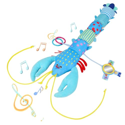 Baby Toys Musical Stuffed Animal Plush for 0-3-6-12 Months, Soft Tummy Time Toys with Rattles and Crinkle, Infant Newborn Sensory Toys Gifts for 6-12 Months Baby Boys (Lobster, Blue)