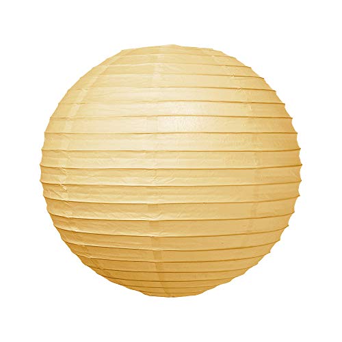 Luna Bazaar PremiumDecorative Paper Lantern - (Single, 16-Inch, Ivory, Even Ribbing) Round Paper Lantern - Ideal Wedding and Party Decor or Home Accent, Lighting Optional