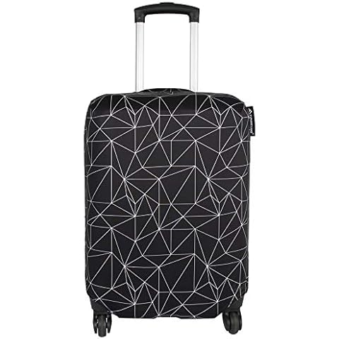 Explore Land Travel Luggage Cover Suitcase Protector Fits 27-30 Inch Luggage (Black Polygonal, L) Cover