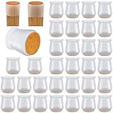 32 Pcs Silicone Chair Leg Floor Protectors,Rubber Felt Furniture Pads Chair Legs Caps for Protect Hardwood Floors from Scratches,Easy to Slide Chair and Reduce Noise