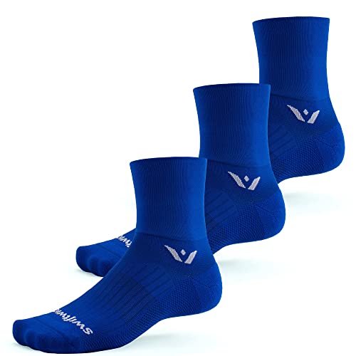 Swiftwick- ASPIRE (3 Pairs) Quarter Crew Cycling & Trail Running Socks, Compression Fit