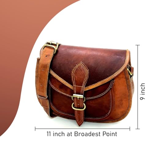 Women Vintage Style Genuine Brown Leather Crossbody Satchel Bag Handmade Purse4