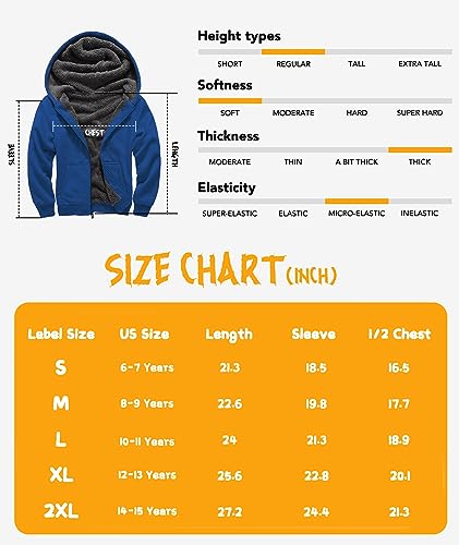 Image of GEEK LIGHTING Boys Sherpa Lined Hoodie Kids Fleece Sweatshirt Full Zip Hooded Jacket
