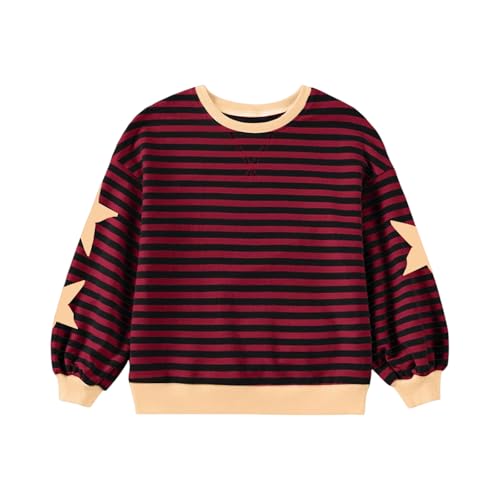 Teen Girl Tops Crew Neck Stripe Outfits Fall Winter Fashion Pullover Outfits 1-9 Years Oversized Sweatshirt For Kids2