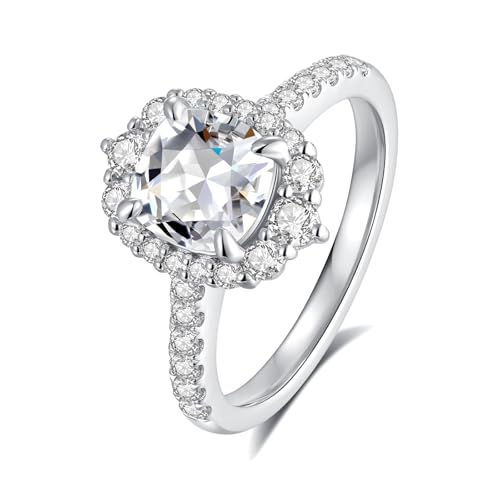 Moissanite Rings for Women Engagement Ring 925 Sterling Silver with 18K White Gold Plated Wedding Promise Rings for Her Christmas Gift2