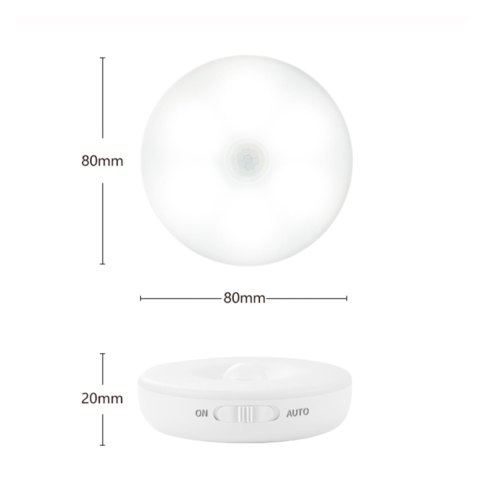 Led Okrągły Czujnik Światła Nocnego Lampki Nocne USB Ładowanie LED Szafka Kinkiet Do Szafy Oświetlenia Szafki W Korytarzu Domu Czujnik Ruchu(Warm white,3 Pcs)