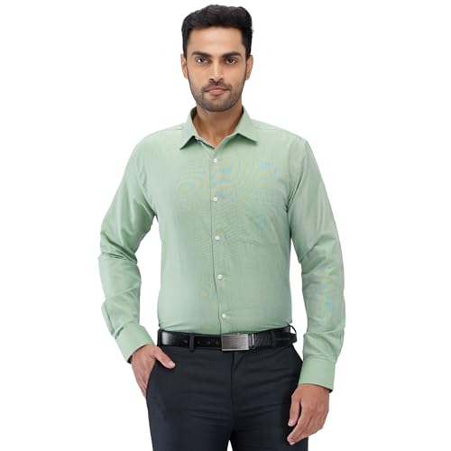 Image of Park Avenue Men's Slim Fit Structure Pattern Cotton Blend Semi Cutaway Collar Full Sleeve Formal Shirt