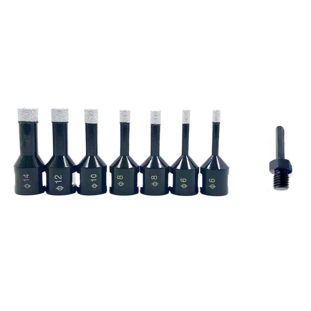 7 piezas/8 piezas M14 hilo diamante seco broca de perforación soldada al vacío juego de brocas de porcelana azulejos granito mármol sierra perforadora herramientas, 8 piezas hexagonal, M14