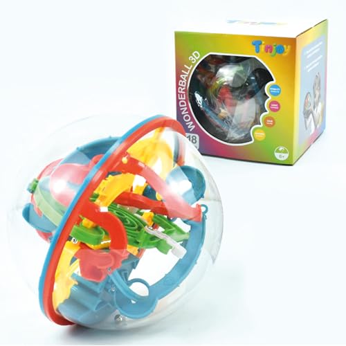 TINJOY – Boule Labyrinthe 3D avec Parcours à Bille – 118 Défis – Puzzle 3D & Casse-Tête Enfant 6 Ans+ – Jeu Logique & Éducatif – Niveau :...