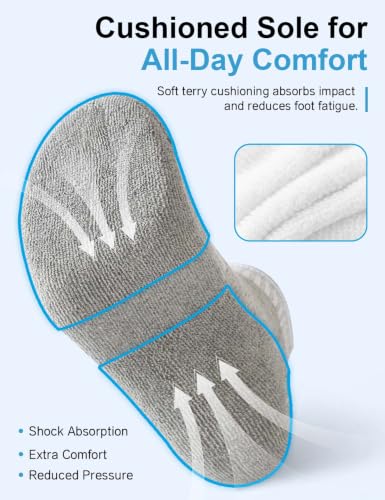 Image of Womens Ankle Socks Cotton Mini Crew Cushioned Running Workout Socks 6 Pairs