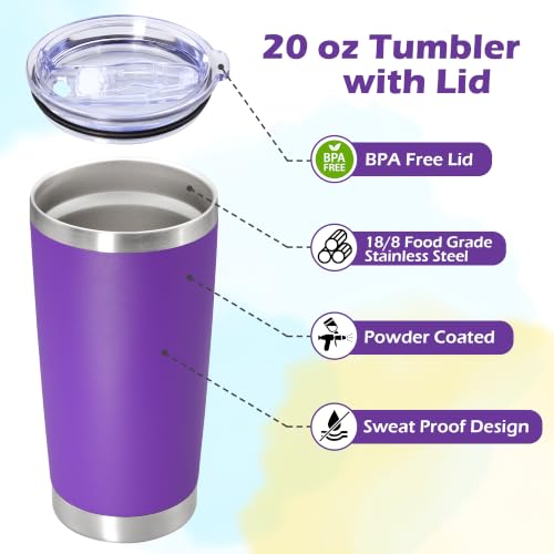 Image of 20oz Tumbler Insulated Tumblers Vacuum Coffee Mug with Lid Purple 6Pack