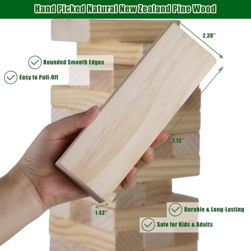 Olsa-Jumbo-Tumble-Tower-Outdoor-Games-60pcs-Large-Blocks-Stacking-Lawn-Yard-Games-for-Kids-Adults-Family-Stack-to-Over-5FT-Giant-Family-Party-Games-for-Christmas-Holiday Olsa Jumbo Tumble Tower Outdoor Games 60pcs Large Blocks Stacking Lawn Yard Games for Kids Adults Family Stack to Over 5FT Giant Family Party Games for Christmas Holiday