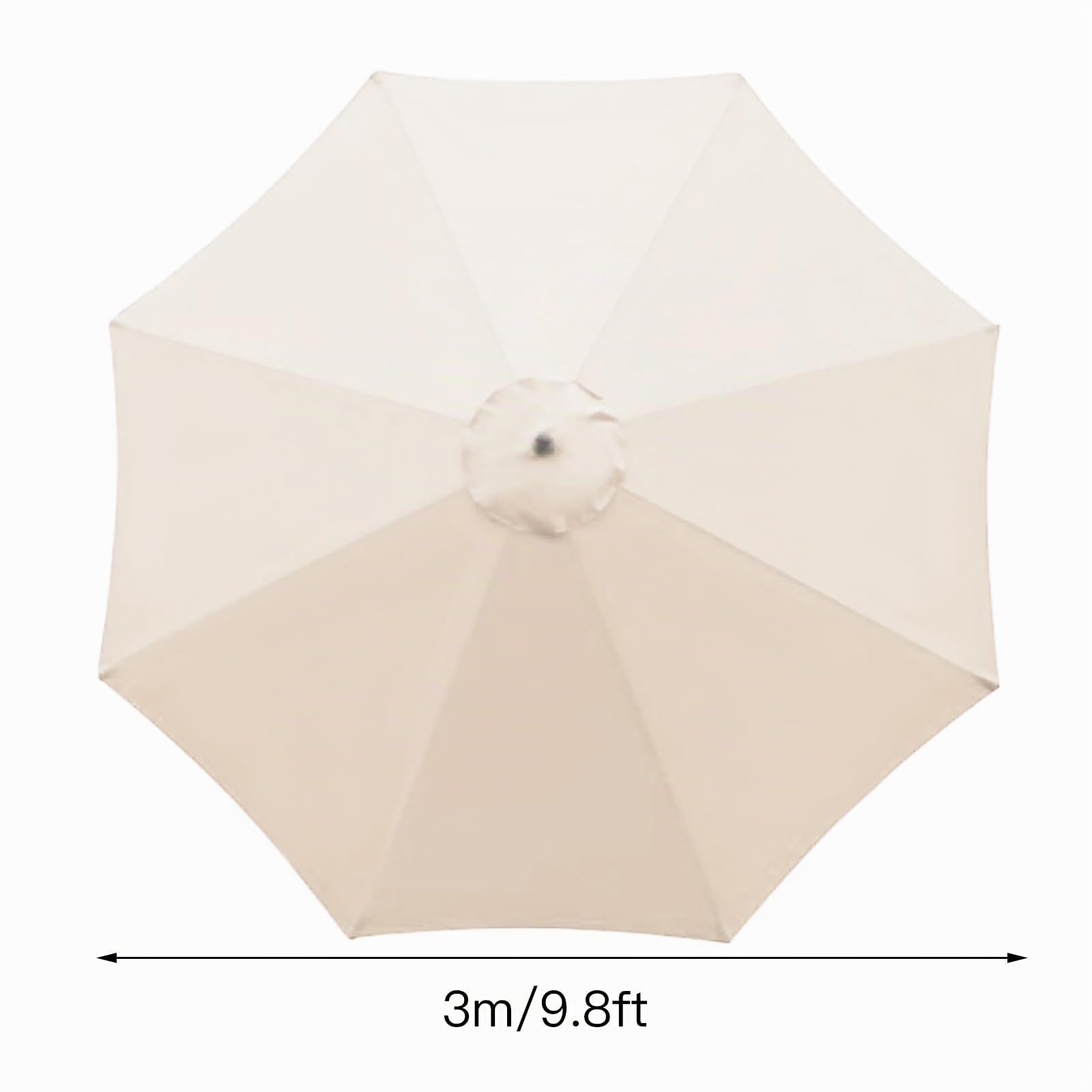 Copertura di ricambio per ombrellone da giardino da 3 m di spessore, resistente, con 6 stecche, tenda parasole da esterno, beige (8 stecche)