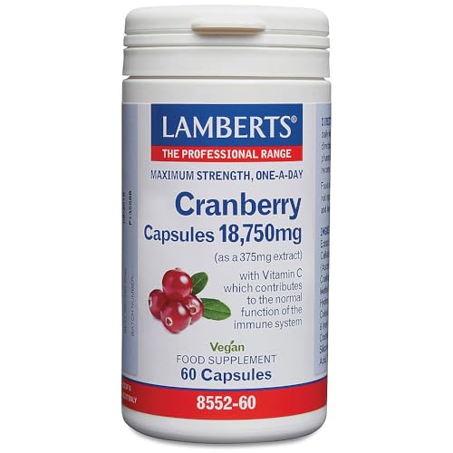 Lamberts Cranberry 18,750mg Capsules – High Strength Extract Equivalent – with Vitamin C for Immune Support – 60 Capsules