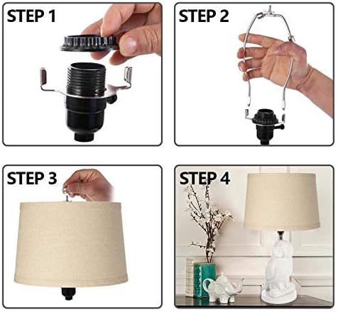 Lamp harp,Lamp Harp 8 inch,lamp shade holder and E26 Lamp Socket UNO Fitter lamp shade Adapter Converter Finial Set, 8 inch Tall 1-7/16" I.D.,Polished Nickel Detachable Parts (2pack)