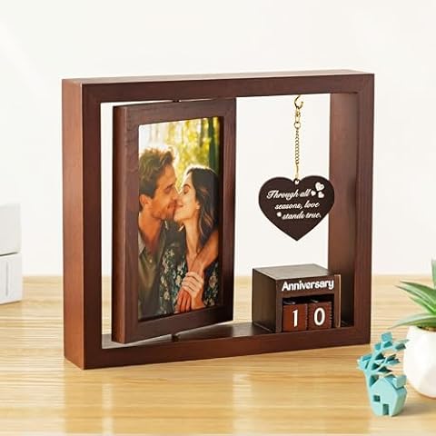 Baffect Wedding Anniversary Present For Couple, Rotating Wedding Photo Frame For 2 Pictures Cover