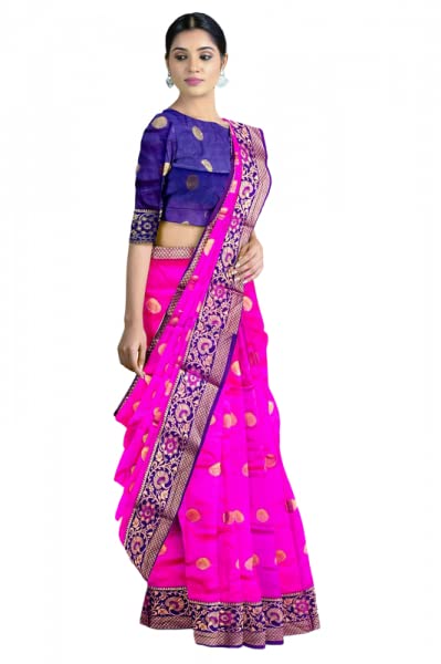SeekingonMuskan Creation Women's Printed Silk 5.5 Meter Saree with Unstitched Blouse Piece ()