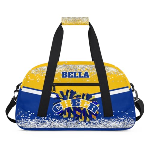 Personalized Cheer Bag Dance Bag for Girl, Custom Gym Bag Sport Duffel Bag, Weekender Bags Travel Duffel Bag Blue Gold Glam