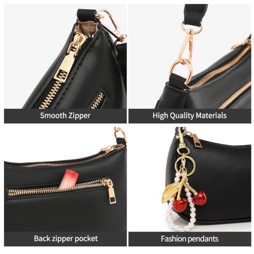 Image of Small Shoulder Bag for Women Mini Purse Retro Vegan Leather Hobo Purses Clutch Tote HandBags with Zipper Closure