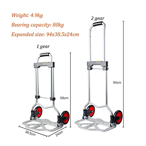 Carrito plegable portátil con ruedas de goma y capacidad 80 kg miniatura 3
