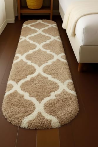 Image of Fluffy Silky Micro Fiber Polyster Carpet /Runner for Bedroom, Study Room, Playing Room, Guest Room ETC. 2x4 Feet, (Beige and Ivory m II)