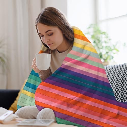 Couverture flanelle rayures multicolores design moderne et confortable - 8