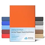 etérea Jersey Topper Spannbettlaken Spannbetttuch aus hochwertiger Baumwolle in Orange, Größe 200x200 - 200x220 cm passend für alle Topper von 5 bis 10 cm.