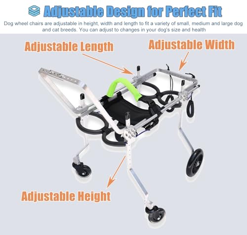 Fauteuil roulant pour chiens de toute taille avec assistance à 4 roues