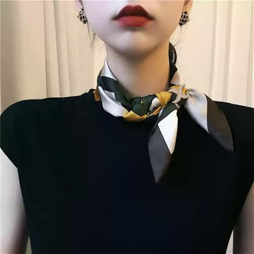 Image of Rhinestone Infinity Silk Scarf Ring Brooch for Women Fashion Crystal X Chain Shawl Scarves Buckle Clip Brooches Dainty Dress Accessories Wedding Birthday Jewelry Gift