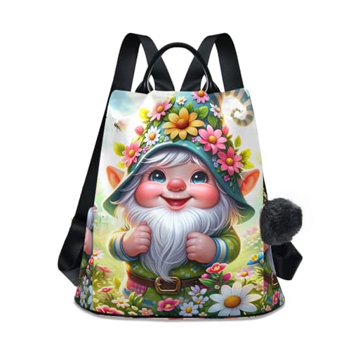 Mochila antirrobo mujer con pompón suave ligera para viajes cómodos y uso urbano diario
