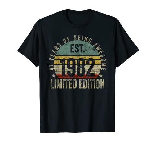 Vintage 41 Year Old Est 1982 Limited Edition 41st Birthday T-Shirt