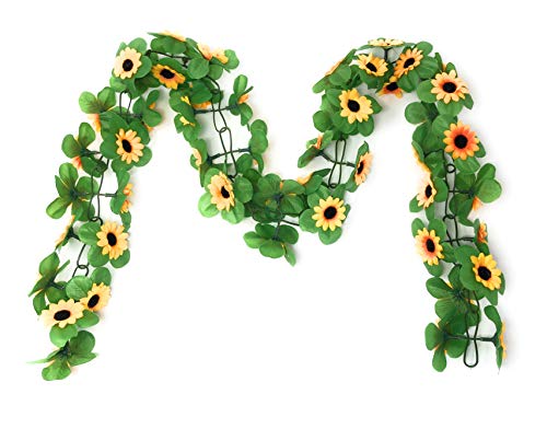 Fahrradgirlande künstliche Blumengirlande ca. 130 cm (Gelb – Sonnenblume)