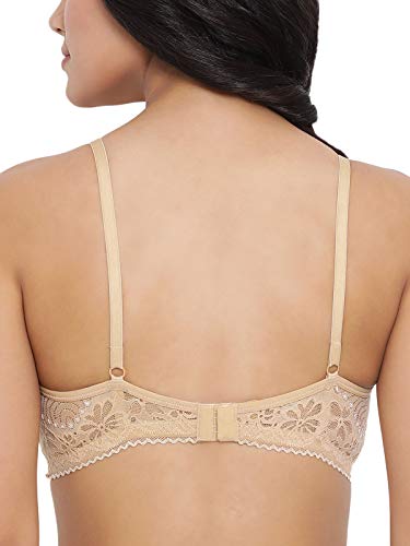 Image of Clovia Women's Padded Non-Wired Animal Print Multiway T-Shirt Bra in Beige - Lace