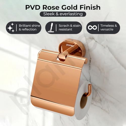 Image of Plantex J4 Stainless Steel Toilet Paper Holder for Bathroom /Tissue Holder for Washroom /Toilet roll Holder for Wall Mounted /Bathroom Accessories (PVD Rose Gold Finish) Onix