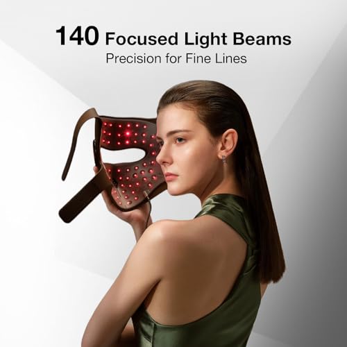 Image of JOVS Red Light Therapy Mask for Face, LED Light Therapy Mask with 4D Laser & FPT Narrow-Beam Technology, 6x More Powerful than LED, 660 /850 /940 /1064nm for Precision Anti-Wrinkle,Brown | JOVS Red Light Therapy Mask for Face