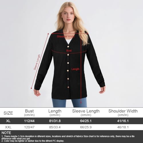 BSBUY Cardigan Mujer, Chaqueta de Punto de Manga Larga Mujer, Cárdigan para Mujer de Manga Larga con Cuello en V, Suéter de Punto con Bolsillos, Cálida Elegante Ligero Cómodo, XL - imagen 4