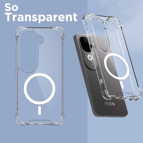 Image of Pikkme Back Cover for iQoo Z9s 5G / Vivo V40e 5G Mag-Safe Shockproof PC + TPU Protective Case Magnetic Support Bumper Case (Transparent Mag-Safe)