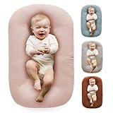 Vicorise Baby Lounger 0-24 Months 100% Cotton-Snuggle Cozy Me Lounger,Soft & Breathable Baby Lounger for Newborn Play Mat,Infant Babies Essentials Gifts,Pink(Lounger Cover Included)