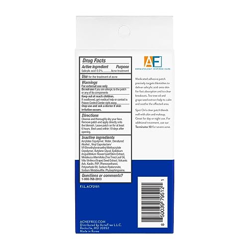 AcneFree Salicylic Acid Spot On Acne Treatment Patches, Pimple Spot Treatment, 36 Count