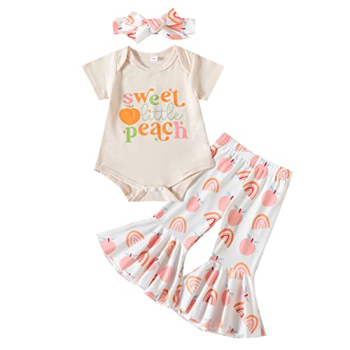 Conjunto de manga corta para niñas pequeñas lleno de dulzura y alegría de melocotón