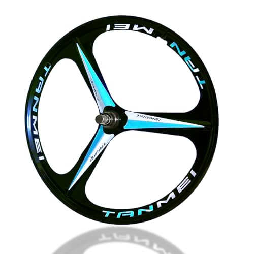 ZCXBHD 20/24�C���` �}�O�l�V�E���� �}�E���e���o�C�N�p �t�����g�����A�z�C�[�� �f�B�X�N�u���[�L�Ή��n�u 3�{�X�|�[�N�Z�b�g 100/135mm 6-9�� ���[�^���[�t���[���]�ԗp(Black-Blue,20in-Front)