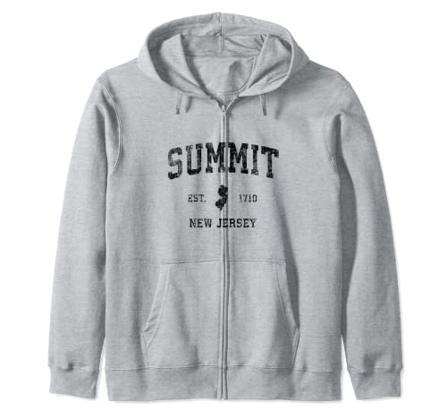 Diseño deportivo vintage de Summit New Jersey NJ, estampado negro Sudadera con Capucha