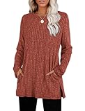 ✦Features: Long sleeve shirts with pockets, tunic length that’s long enough to cover your hips and belly. The classic crewneck adds timeless appeal, while the graceful side slit adds a feminine touch. ✦Occasion: This lightweight sweater is perfect fo...