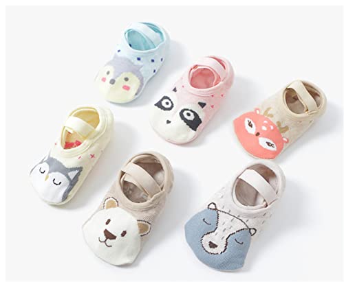 LOOLY 6 Pairs Baby Toddlers Non Slip Ankle Socks with Grips Infant Floor Socks2
