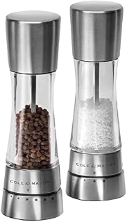 Cole & Mason 2-częściowy zestaw młynków do soli i pieprzu ze stali nierdzewnej 19 cm z obudową ze szkła akrylowego